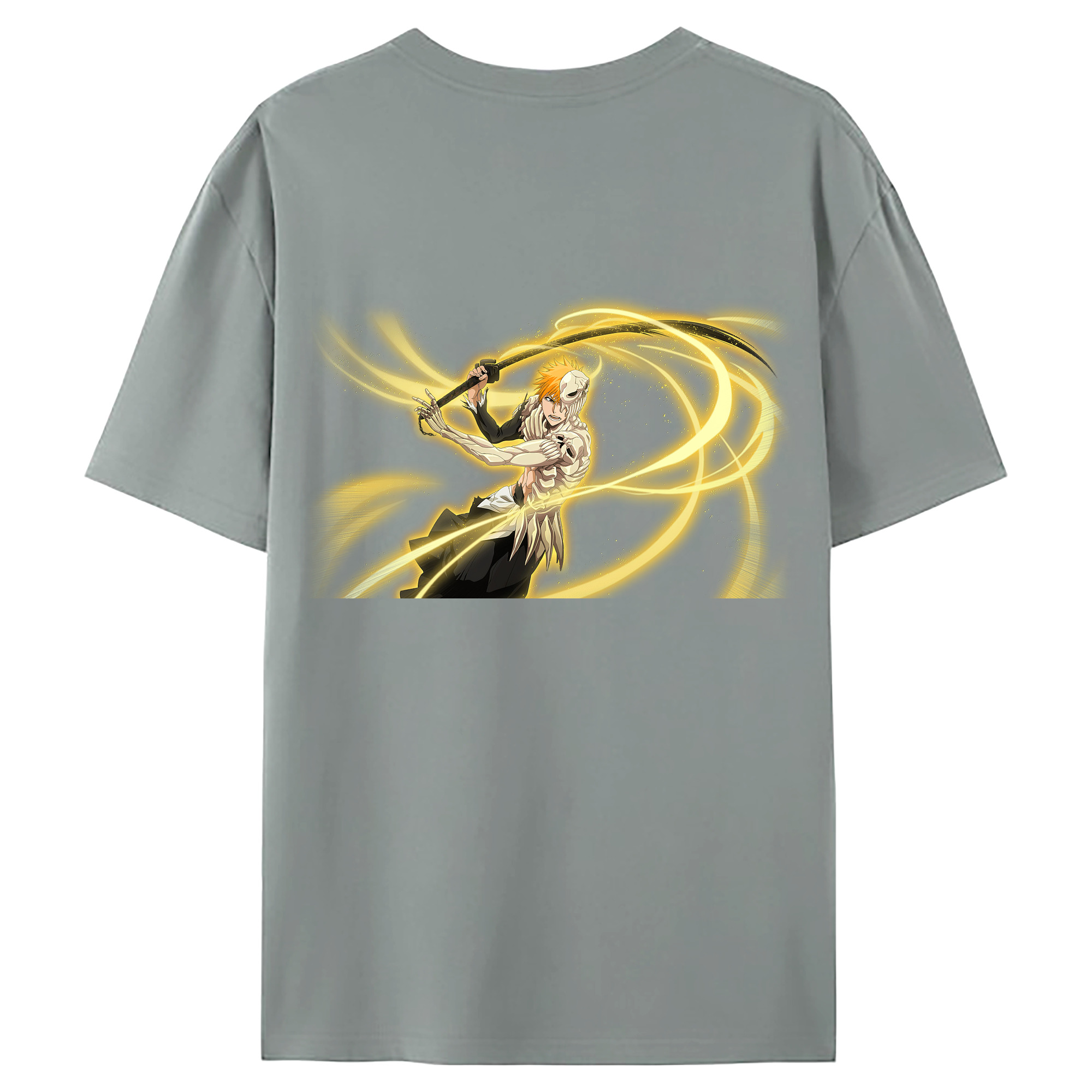 （画像用） ブリーチ 黒崎一護（くろさき いちご）BLEACH Kurosaki Ichigo 綿100％ メンズ半袖Tシャツ（バックプリント） 通気性